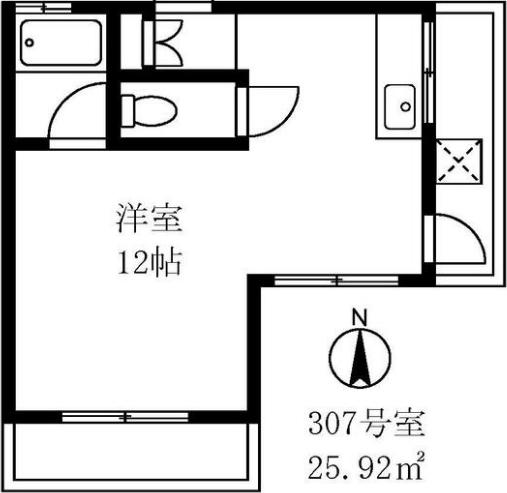 シャトーナベシマ 307 大田区 ワンルームの物件写真